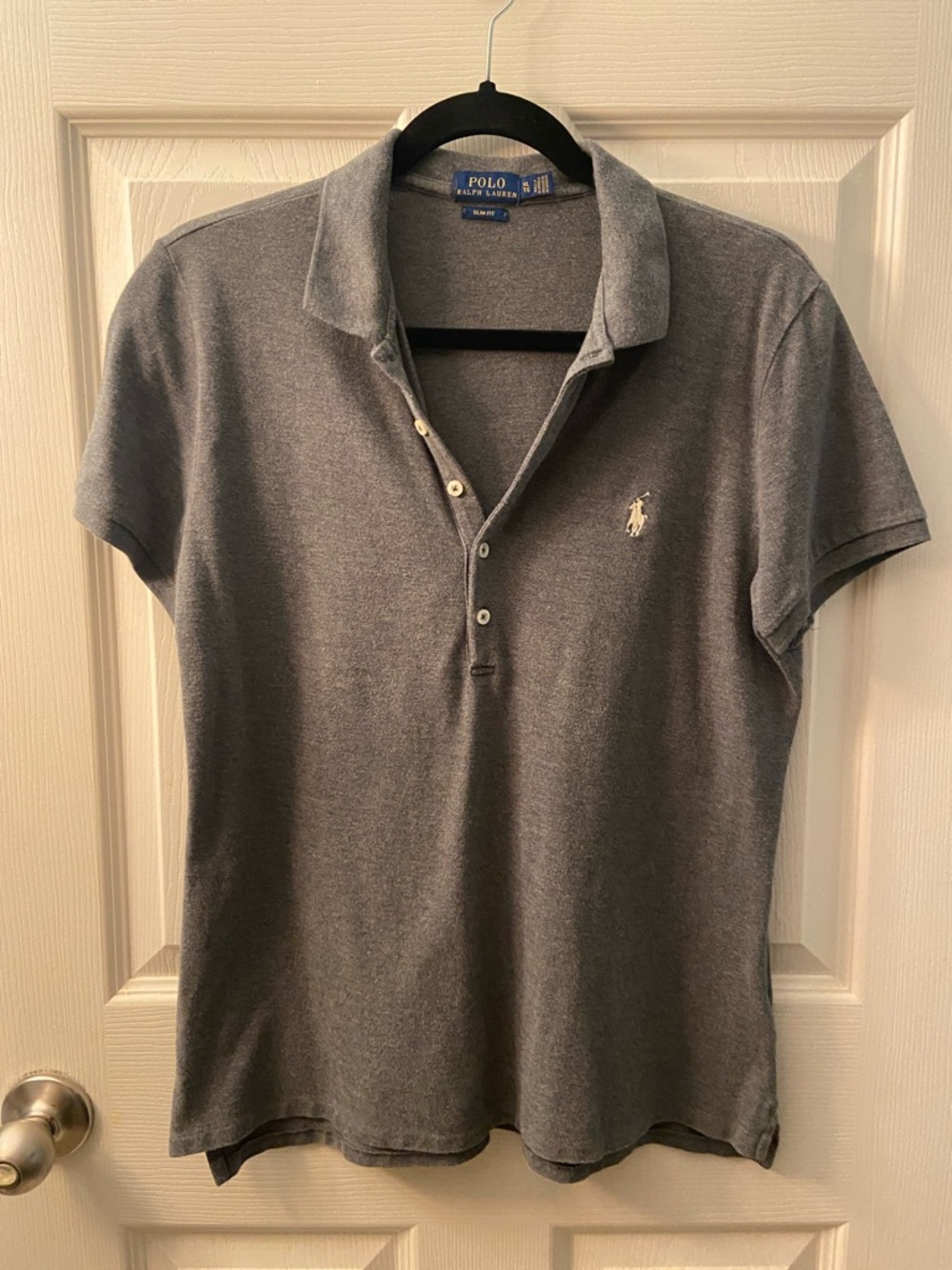 Polo by Ralph Lauren Charcoal Gray Women’s Slim Fit Polo with Embroidered  Pony